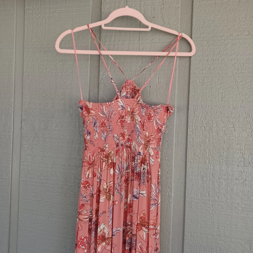 Free People One Step Ahead Maxi Dress Size Women M Floral Smocked Viscose Boho